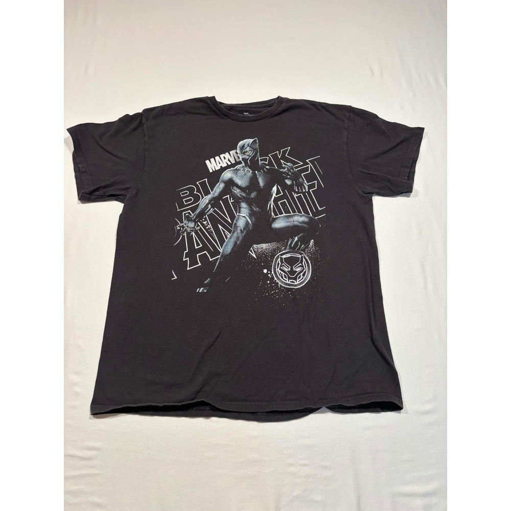Marvel Black Panther Graphic T-Shirt Mens Large Black Cotton MCU Superhero Tee